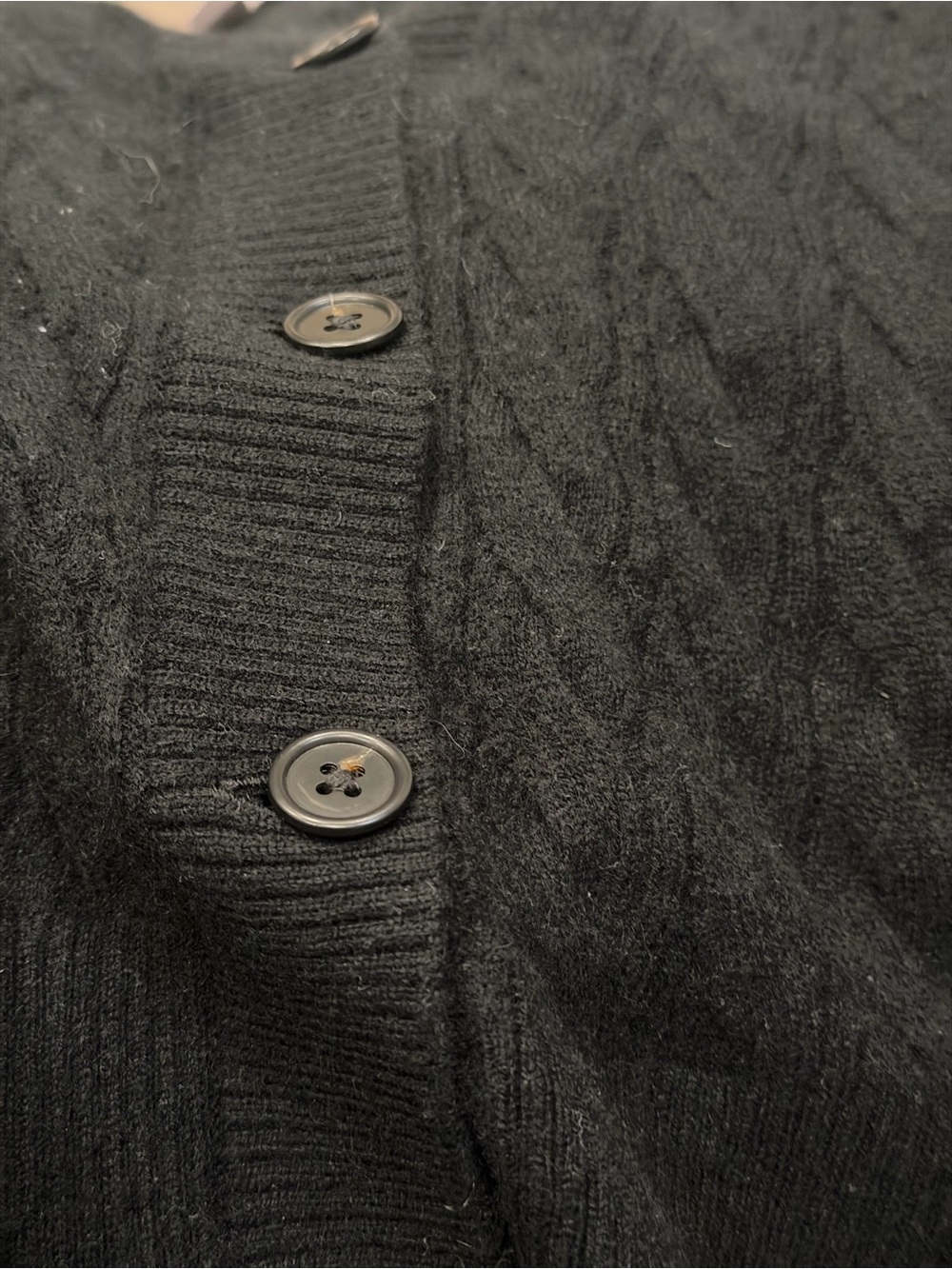 J.Crew 100% Cashmere Cable Knit Cardigan Black size L - Picture 12 of 13